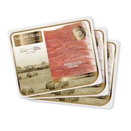 Prosciutto Crudo Salumi Pasini® | Italian Cured Ham | La Tradizione | 3 Trays | 80 gr Each | Sliced ham