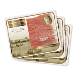 Prosciutto Crudo Salumi Pasini® | Italian Cured Ham | La Tradizione | 3 Trays | 80 gr Each | Sliced ham
