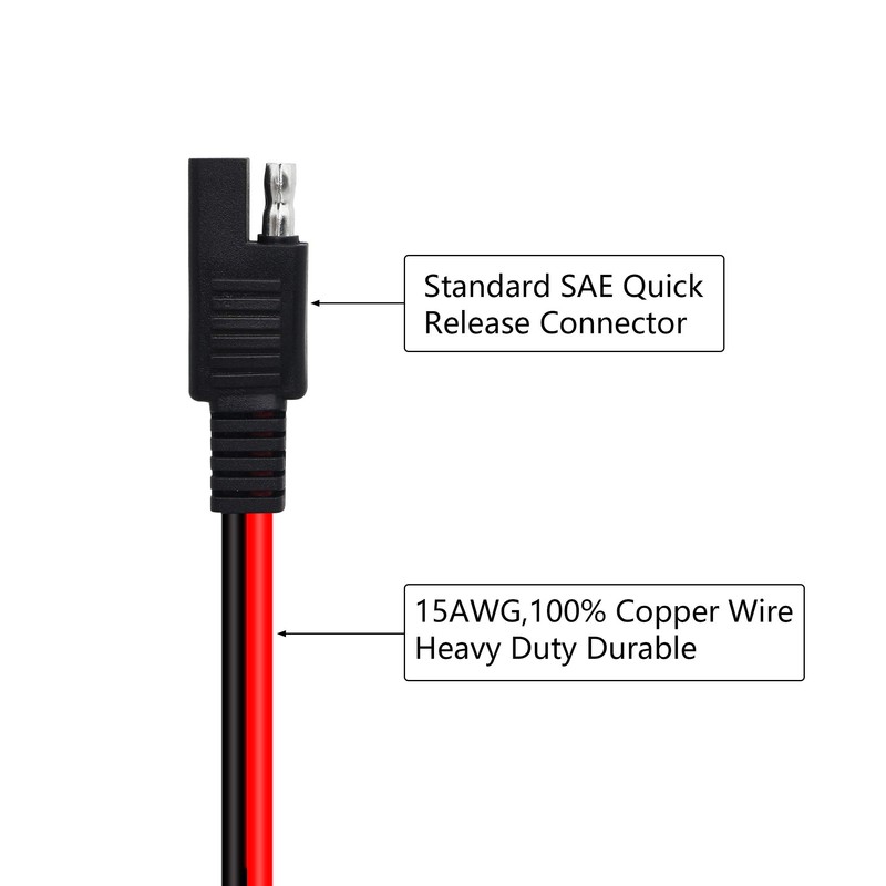 3.2FT 15AWG SAE to Battery Alligator Clip,12V SAE Quick Release