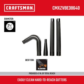CRAFTSMAN CMXZVBE38640 2-1/2 in. Gutter Cleaning Wet Dry Vac Attachment Kit, Industrial-Grade Shop Vacuum Accessory for Cleaning or Blowing Debris from Gutters, Fits 2-1/2 in. Hose Diameter