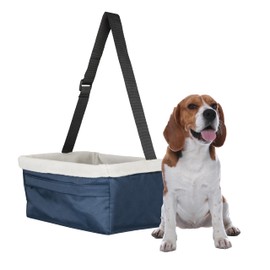 PetSafe Happy Ride Booster Seat for Dogs - Open Road Comfort - Safe Tether System - Zipper Pouch Dog Seat - Machine Washable Fleece Liner - Easy Install Design - Navy - Up to 25 lb