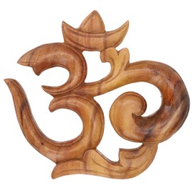 GURU SHOP Carved Wall Picture Decorative Wall Relief Om, Wood, Size: 20 x 21 x 2, 20 x 21 x 2 cm, Masks & Wall Decoration