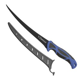 Smith's DARCIZZLE 51320 8” Curved Flex Fillet Knife - 400 Series Stainless Steel Blade - Non-Slip Soft Grip Handle - Sheath - Curved Fillet Knife - Deboning & Game Processing - Fishing Knife,Blue