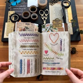 AZURAOKEY DIY Stitch Book, Embroidery Books of Stitches, Embroidery Sewing Book Elevate Your Sewing Skills Embroidery Book Different Stitch Patterns Mini Sewing Book for Embroidery Lovers
