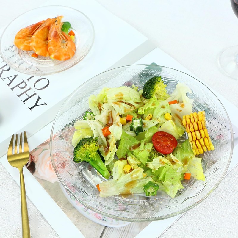 Frcctre 12 Pack Glass Salad Plates, 7 Inches Small Glass