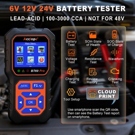 Acclope BT60 PRO 2–120Ah Battery Tester 6V/12V/24V 100–3000 CCA QR Report