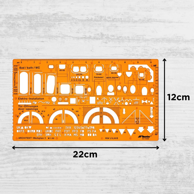 Leniar Technical Drawing Template 1:50 Sanitary - Sanitary Stencil for