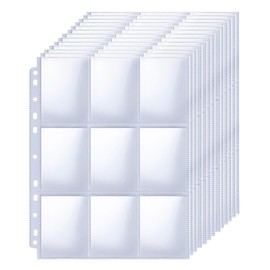 PALUDO 900 Pockets Trading Card Sleeves Transparent, 50 Pages Per 18-Pocket Pages Empty Scrapbook Collector Folder, Card Films, Pockets Trading Cards Films for a Variety of Ring Binders
