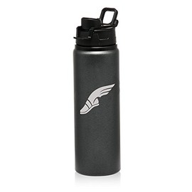 MIP 25 oz Aluminum Sports Water Travel Bottle Track & Field Wing Shoe (Charcoal)