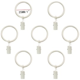Ltsstoreuk 1 Inch Decorative Metal Drapery Curtain Rings with Clips, White Shower Cafe Window Curtain Clip Rings, Fits Up To 3/4 Inch Rod, Set of 20 (white)