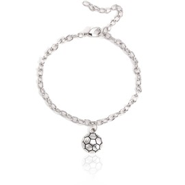 VASSAGO Football Bracelet Lucky Charm Bracelet for Women Sports Jewelry Gift for Teen Girls Boys Player, Stainless Steel