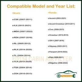 3 Pack White FD134 Cabin Air Filter for Honda Civic,Croostour,CR-V,Odyssey,Pilot,Ridgeline 80292-SDA-A01/80292-SEC-A01/80292-T0G-A01