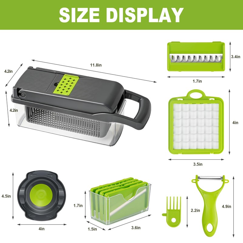 Vegetable Chopper with Container Cheese Grater Mandoline Slicer Cabbage Shredder