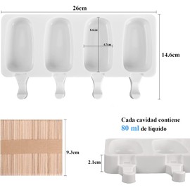 Uplayteck Moldes para Helados Juego de 2 Moldes de Silicona para Paletas Moldes Caseros para Paletas de Hielo Moldes para Helados y Paletas Molde de Helado Reutilizable Sin BPA