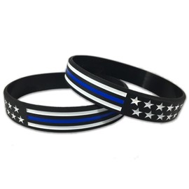 Thin Blue Line American Flag Bracelet (X-Large 9", Individual)