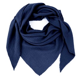 Gloop Women's Scarf XXL Knitted Triangle Scarf Cotton Triangular Scarf Muslin Scarf without Scratching on Skin, blue