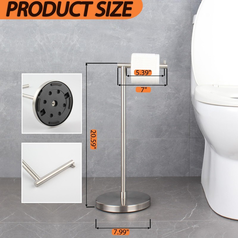 GERZWY Toilet Paper Holder Free Standing SUS 304 Stainless Steel