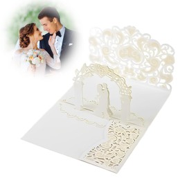 QOWIJEX 1 Piece Pop Up Card Wedding Card Bride and Groom 3D with White Envelope Wedding Cards for Registry Office and Church Wedding Romantic Congratulations Card for Wedding Anniversary