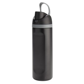 24oz Insulated Water Bottle,Stainless Steel Metal Water Bottle with Straw,Leak Proof,Double Wall Vacuum Water Bottle for Hiking,Gym and Sports,Pink (Black)