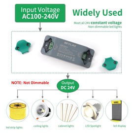 30W 24V LED Driver-Slim LED Power Supply-100/240V AC to 24V DC Constant Voltage LED Strip Lights Driver-24 Volt Replacement LED Driver-Low Voltage LED Transformer for DIY Tape Light-1.25A Adapter