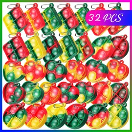 LIAM&AVA Christmas Party Favors Pop Fidget Keychain Its 32 Pack Mini Fidget Toys Bulk for Kids 4-8 8-12 Year, Fidgets It Bubbles Poppers Goodie Bag Stuffers for Classroom Prizes Sensory Birthday Gifts