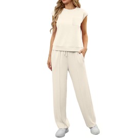 GRECERELLE Lounge Sets For Women Loungewear Set Sweatsuits Women 2 Piece Outfit Jogging Suits For Women Apricot-S