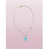 Turquoise Cross Necklace Gold Paperclip Chain Jewelry Faith Gift For