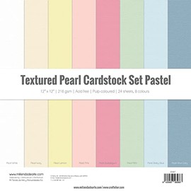 Craftelier Cardstock Pack, Pack of 24 Cardstock for Scrapbooking and Crafts Projects, Pastel Pearl Texture, Dimensions 30 x 30 cm, Weight 216 g