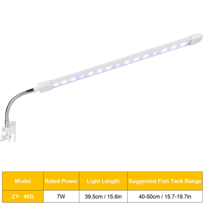 Fish Tank Clip on Light Aquarium Clamp Lamp with White