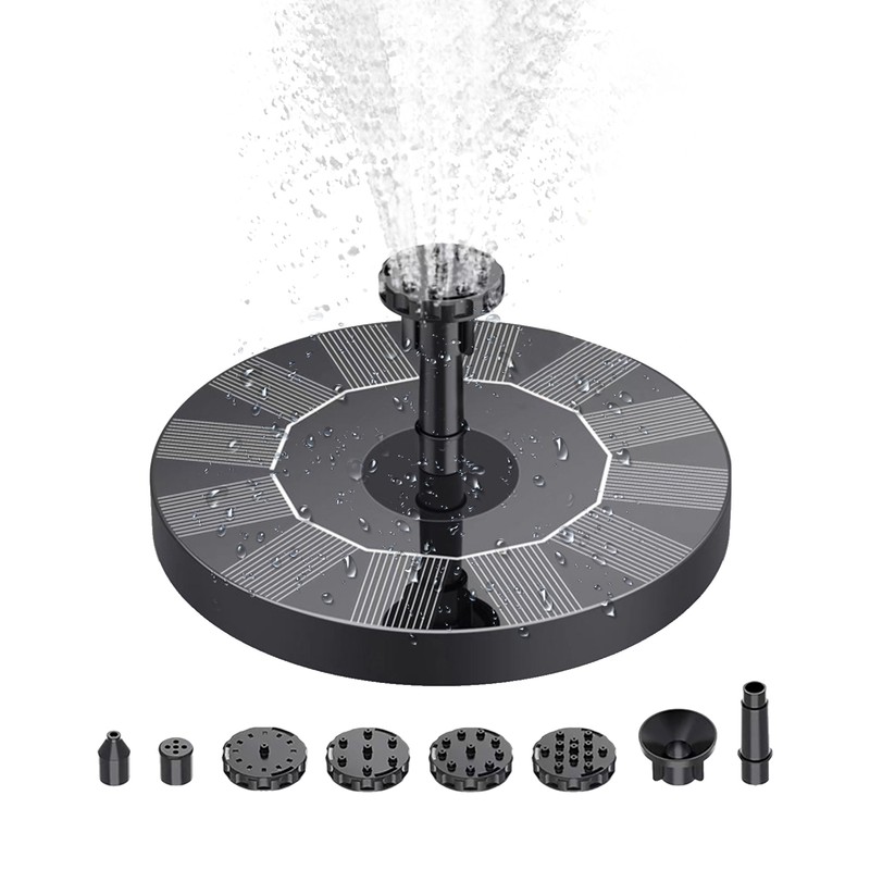 1W Solar Fountain Pump with 6 Nozzles Free Standing Water