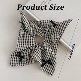 CULEO Haargummis, 2 Stück schwarz-weiß karierter quadratischer Schal Haargummi elastisches Stirnband Haarschmuck weiß gepunktet Retro All-Match quadratischer Stil Damen und Mädchen