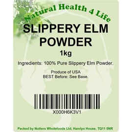 Natural Health 4 Life Natural Health 4 Life 100% Pure Inner Bark Slippery Elm Powder 1 kg in Resealable Pouch with Scoop (1 Pouch)