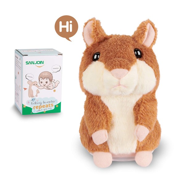 SANJOIN Kids Toys Talking Hamster Repeats What You Say, Talking Plush Interactive Toys Repeating Plush Animal Toy, Fun for 2,3 Year Old Kids, Baby, Child, Toddlers