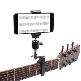 SAVITA Guitar Phone Holder, Guitar Cell Phone Holder Metal Guitar Capo Phone Holder Mount Applicable for Guitar, Electric Guitar, Bass, Ukulele Accessories (D05334)