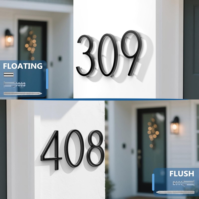 QPMWDBSZ 8 Inch Floating House Numbers, Modern Metal Address Numbers