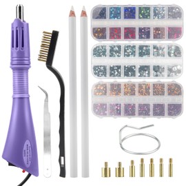 SWAWIS Hotfix Rhinestone Applicator Hotfix Applicator 3 Boxes Mix Colour Flat Rhinestones Rhinestones for Textiles Hotfix Rhinestone Applicator Set with 7 Applicator Tips, Purple
