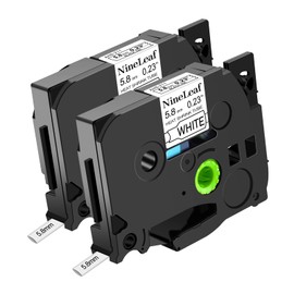 NineLeaf 2 x Compatible with Brother HSe-211 HSe211 HS-211 HSe Heat Shrink Tube Label Tape 5.8 mm Black on White Label Tape for Cables in Ptouch PT-E300 E500 E550W E800W P900 H500 P950NW P750WVP