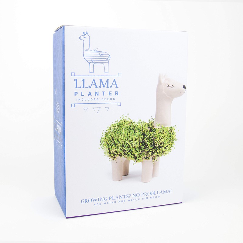 Gift Republic Llama Shaped Chia Planter, White