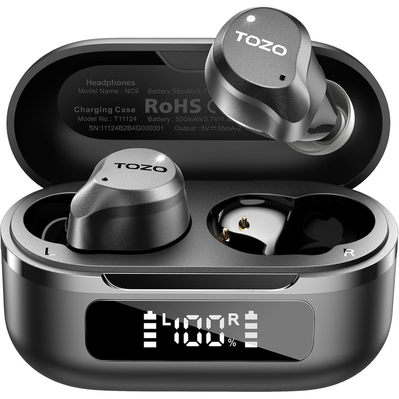 TOZO Hybrid Active Noise Cancelling Wireless Earbuds, 6 Mics ENC