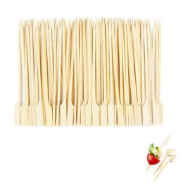 50PCS Bamboo Skewers for Appetizers,Bamboo Cocktail Stick Yakitori Skewers Barbecue Skewers,Bamboo Paddle Skewers Wooden Paddle Sticks Barbeque Skewers Cocktail Picks for Grill Party,Mini Food Sticks