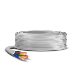 Primes DIY 3 Core Round White Flex Flexible Cable, stranded electrical copper wire, Insulated Flexible PVC Wire, Stranded Wire High Temperature Resistance, 3182Y BASEC Approved 2.5mm(3 Meter)