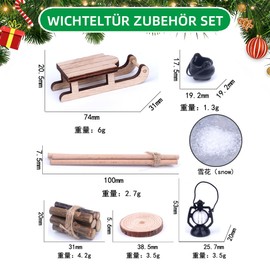 Gnome Accessories, Pack of 12 Miniature Gnome Accessories, Outdoor Camping Set for Gnome Door, Christmas Decoration and Dollhouse, Gnome Accessories Christmas with Miniature Sledge, Bundle of