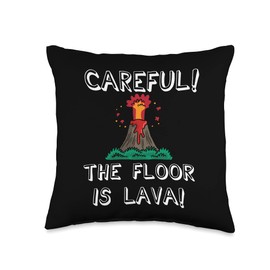 FUNNY Careful The Floor is Lava Cute Kids Youth Adult Throw Pillow, 16x16, Multicolor