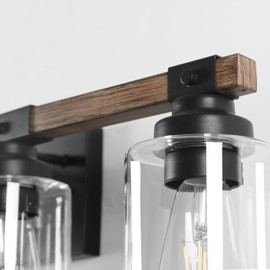 Floresita 6 Light Bathroom Vanity Light 40in with Glass Shade, Farmhouse Vanity Light for Bathroom Light fixtures Over Mirror, Rustic Brown