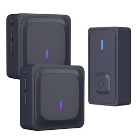 BN-LINK Wireless Door Bell for Home with 2 Receivers,Mini Doorbell Chime for Garage,Waterpoof Wall Mounted Doorbells Button for Apartment, Bedroom,Classroom, Kids Room(Black)