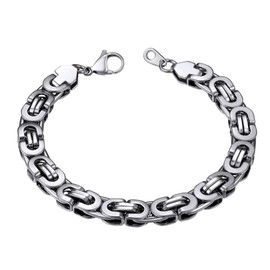 ChainsHouse Byzanitine Chain Bracelet Men's Byzanitine Bracelet Hip Pop Bangle 19 cm 21 cm Silver/Black/Gold (Gift Box Included), 19 centimetres, Metal, No information