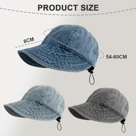 Guiguishiny Sun Protection Sun Hat, Baseball Cap, Women's Large Brim, Denim Sun Hat, Foldable, Beach Hat, Outdoor, Vintage Summer Hat, Surprise Gift for Girls, gray