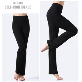 International Women's Modal Bootcut Yoga & Dance Pants - Micro Flare Straight Fit for Bodybuilding Pants Black Split Trumpet [Milk Silk]+XL 5ea