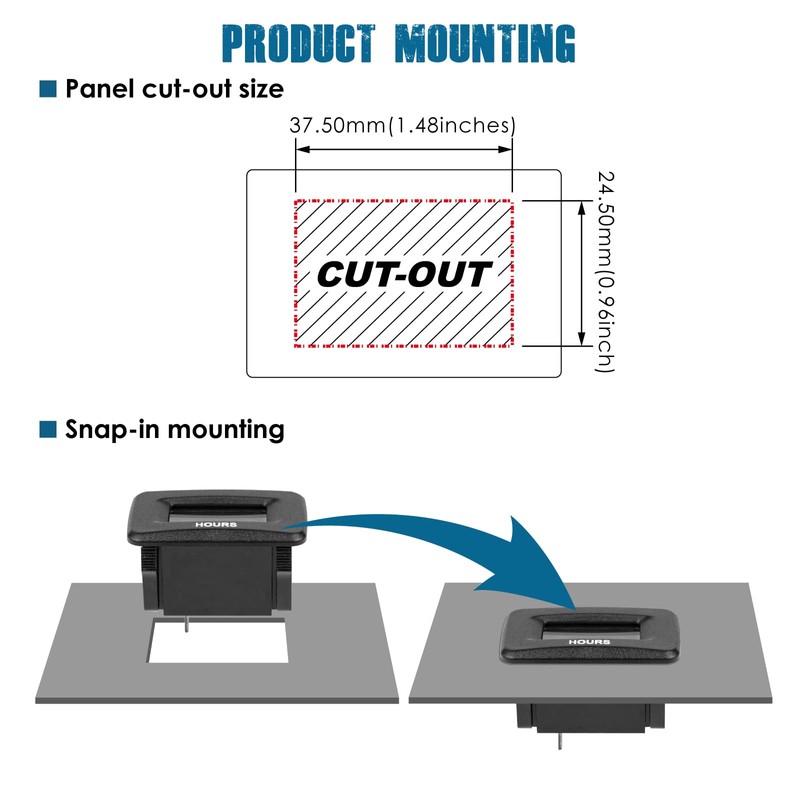 Runleader Digital Inductive Hour Meter, Waterproof Design for Lawn Mower