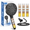 Black Filtered Shower Head Handheld, 3 Filters Hard Water Softener
